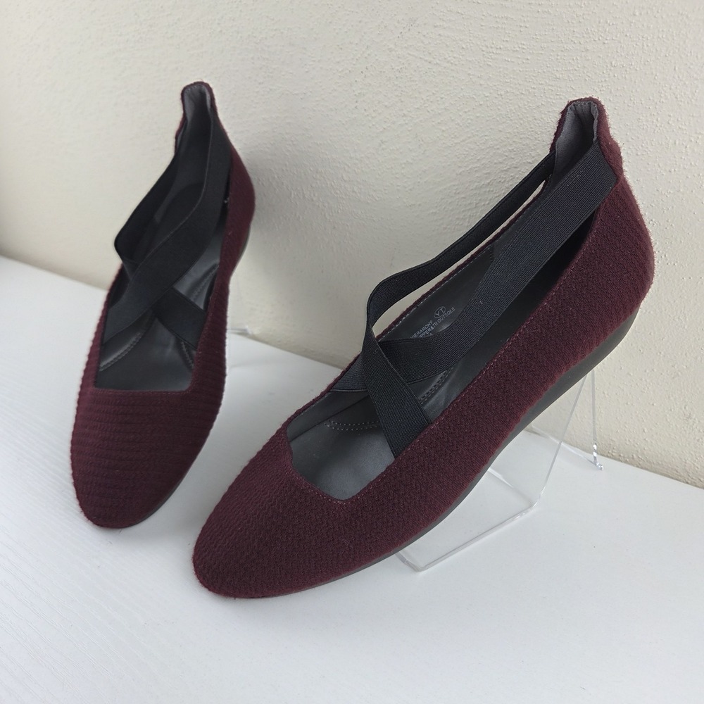 Aerosoles Hierarchy Wine Red Stretch Strap Ballet Flats Comfort Shoes Women's 9M